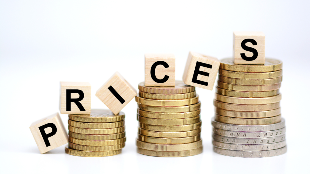 コインとPRICEと書かれたブロック