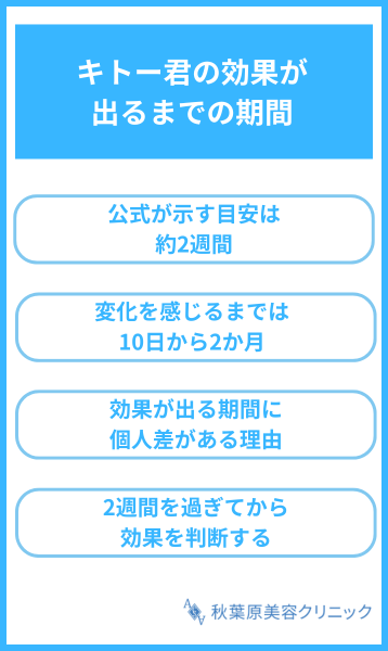 大見出し直下画像 キトー君の効果が出るまでの期間
